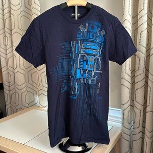 Disney World Parks Star Wars Galaxy’s Edge Droid Depot R2D2 Navy Shirt S
